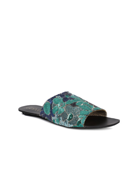 

Catwalk Women Blue & Green Embellished Open-Toe Flats