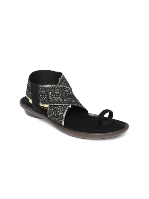 

Catwalk Women Black Printed Synthetic One Toe Flats