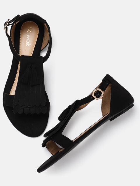 

Catwalk Women Black Tasselled Open Toe Flats
