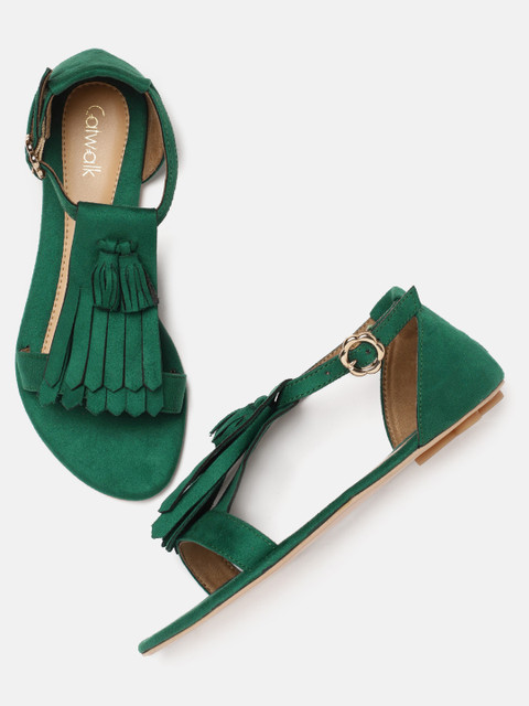 

Catwalk Women Green Solid Open Toe Flats