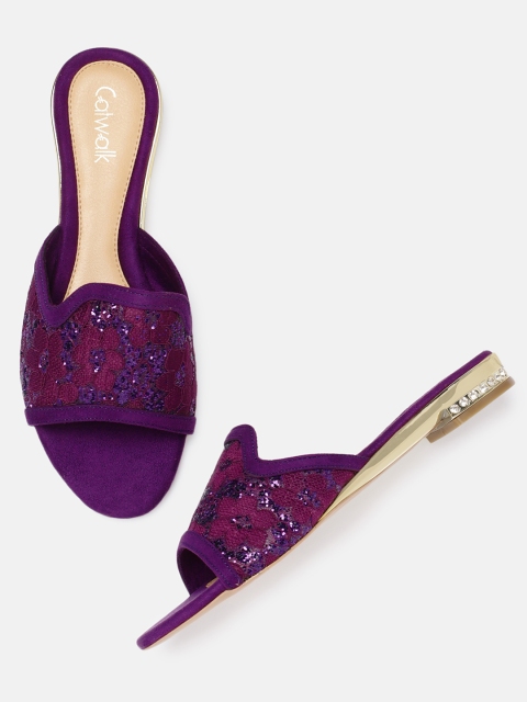 

Catwalk Women Purple & Maroon Woven Design Open Toe Flats