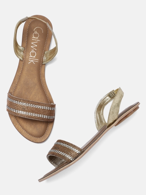 

Catwalk Women Gold-Toned Embellished Open Toe Flats