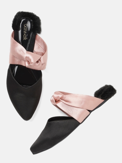 

Catwalk Women Black & Pink Solid Mules