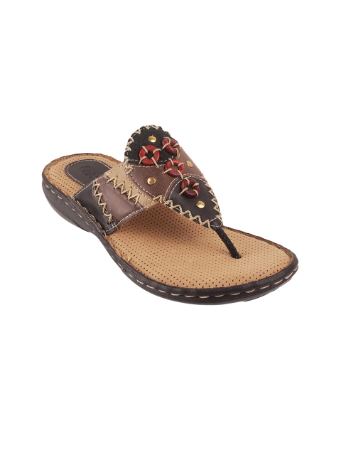 

Catwalk Women Brown & Black Woven Design Open Toe Flats