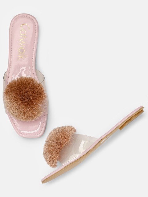 

Catwalk Women Transparent Solid Pom Pom Open Toe Flats