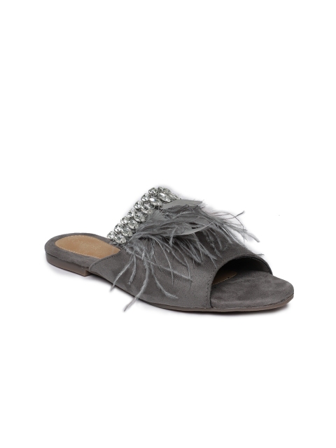 

Catwalk Women Grey Embellished Open-Toe Flats