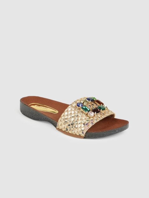 

Catwalk Women Gold-Toned Embellished Open Toe Flats