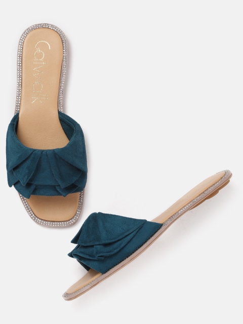 

Catwalk Women Teal Green Embellished Open Toe Flats