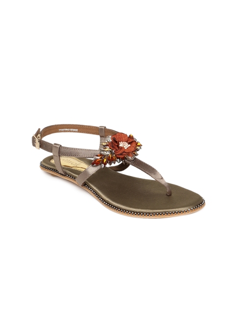 

Catwalk Women Taupe Embellished T-Strap Flats