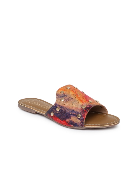 

Catwalk Women Multicolored Printed Embellished Open Toe Flats, Multi