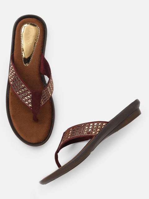 

Catwalk Women Maroon Embellished Open Toe Flats