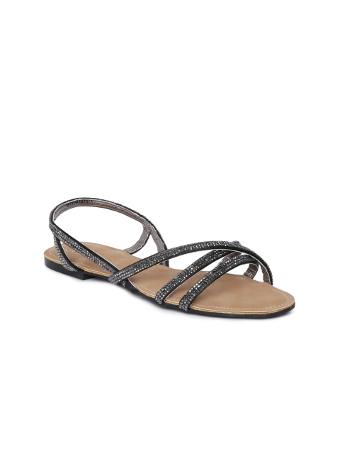 

Catwalk Women Black Solid Synthetic Open Toe Flats