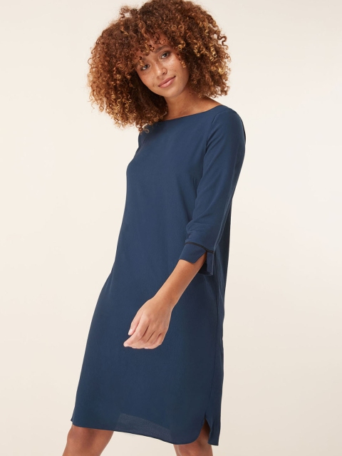 

next Women Navy Blue Solid A-Line Dress