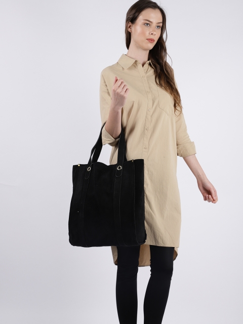 

Hidesign Black Solid Leather Tote Bag