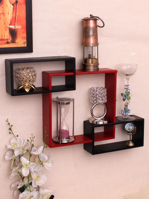 

Home Sparkle Red & Black MDF Basic Wall Shelf