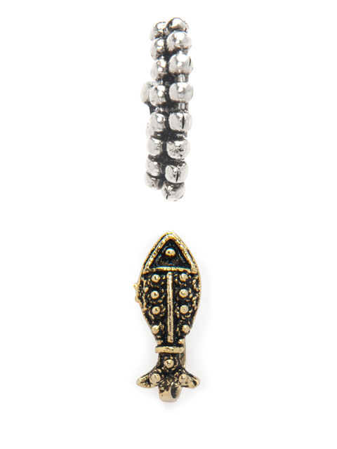 

Rubans Women Set of 2 Oxidised Nose Pins, Silver