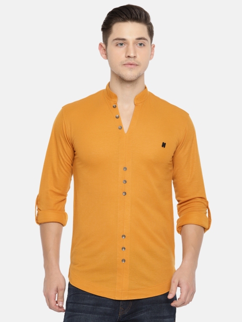 

The Indian Garage Co Men Mustard Yellow Slim Fit Solid Casual Shirt