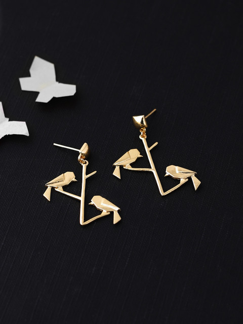 

Voylla Women Gold-Plated Handcrafted Contemporary Drop Earrings