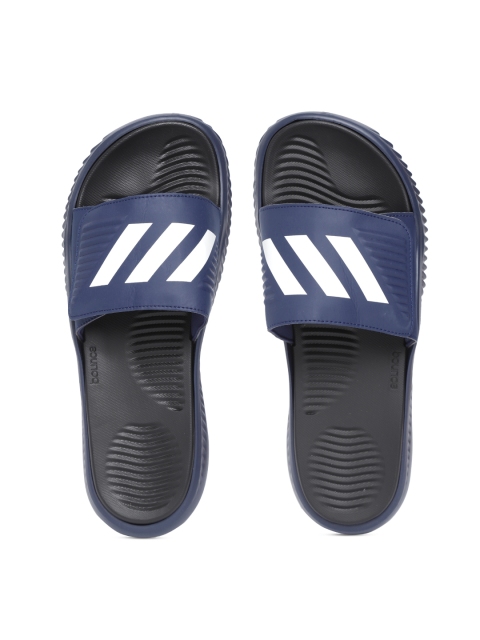 

ADIDAS Men Navy Blue & White Alphabounce Striped Sliders