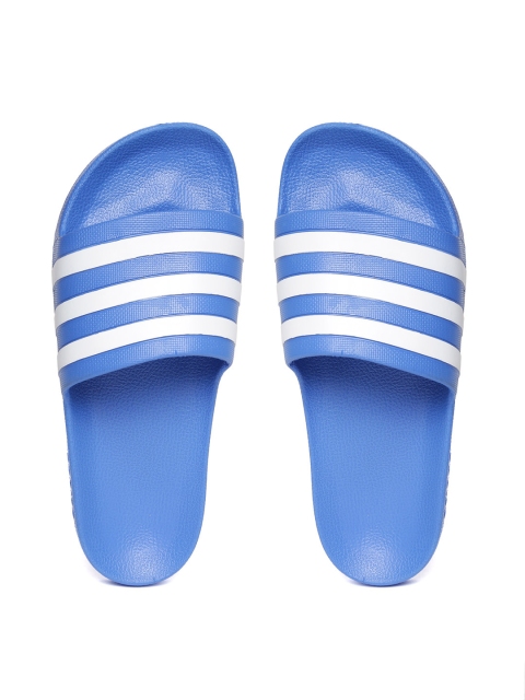 

ADIDAS Unisex Blue & White Adilette Aqua Striped Sliders