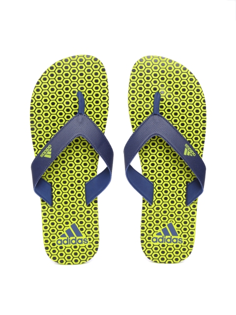 

ADIDAS Men Navy & Fluorescent Green Beach Maxout 2 Printed Thong Flip-Flops, Navy blue