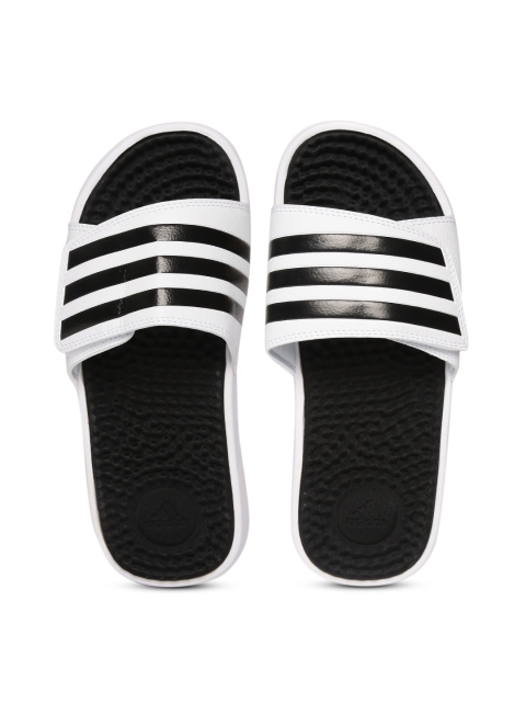 

ADIDAS Unisex White & Black ADISSAGE TND Striped Sliders