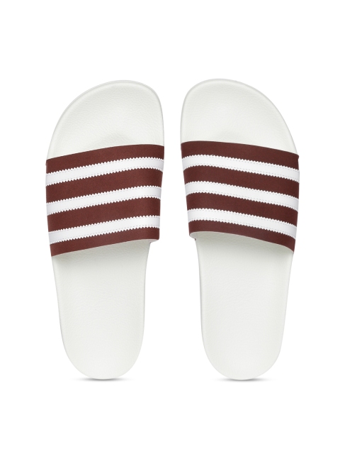 

ADIDAS Originals Men Burgundy & White Adilette Striped Sliders