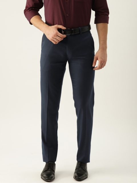 

Peter England Casuals Men Navy Blue Neo Slim Fit Solid Formal Trousers