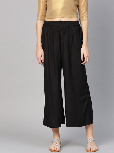 

Varanga Women Black Solid Wide-Leg Palazzo