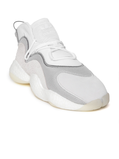 

ADIDAS Originals Men White & Grey Crazy BYW Mid-Top Colourblocked Sneakers