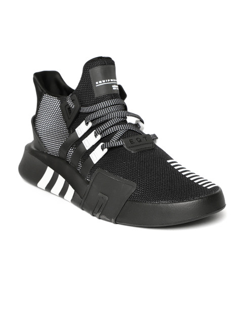 

ADIDAS Originals Men Black Textured Textile Mid-Top Sneakers EQT BASK ADV