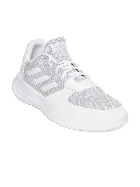 

ADIDAS Men White Solid Textile Mid-Top Sneakers