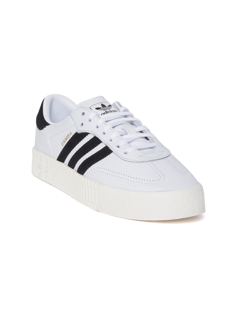 

ADIDAS Originals Women White SAMBAROSE Leather Perforated Sneakers