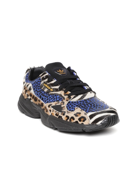 

ADIDAS Women Blue & Beige Animal Print Falcon Leather Sneakers