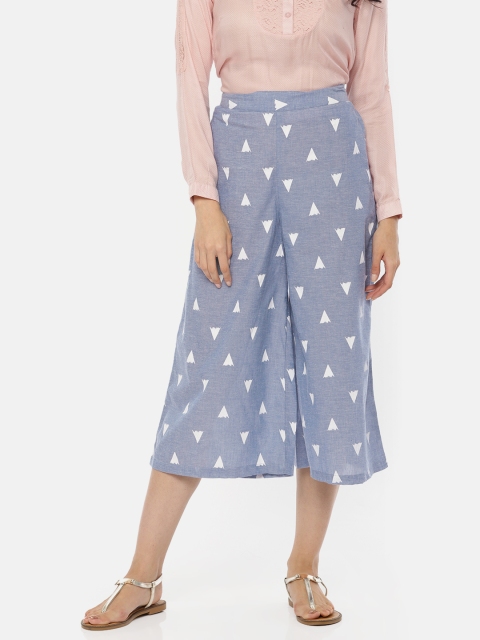 

Colour Me by Melange Women Blue Regular Fit Printed Culottes