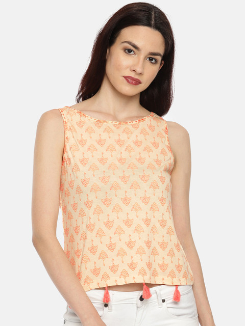

Colour Me by Melange Women Cream-Coloured Printed Top