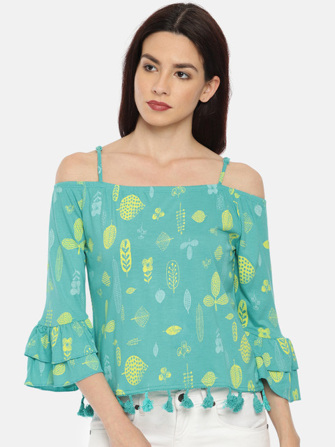 

Colour Me by Melange Women Turquoise Blue Printed Top