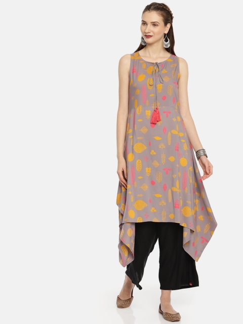 

Colour Me by Melange Women Grey Printed A-Line Kurta