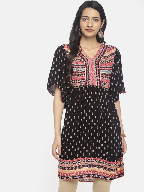 

Colour Me by Melange Women Black Printed A-Line Kurta