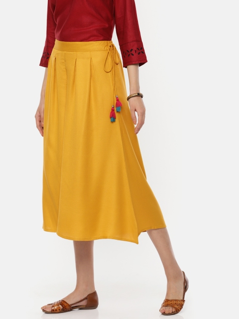 

Colour Me by Melange Women Mustard Yellow Flared Solid Culottes