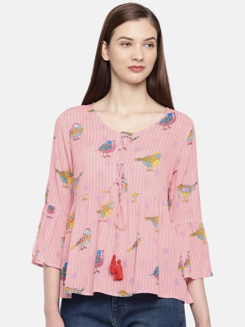 

Colour Me by Melange Women Pink Printed A-Line Top