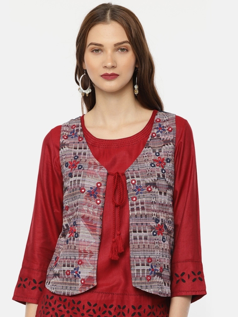 

Colour Me by Melange Women Multicoloured Self Design Bolero Jacket, Multi