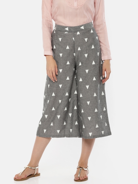 

Colour Me by Melange Women Charcoal Grey Flared Printed Culottes