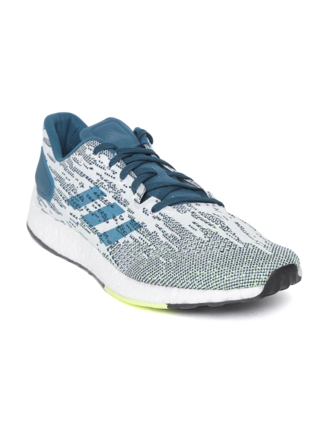 

ADIDAS Men Off-White & Teal Blue Pureboost DPR Running Shoes