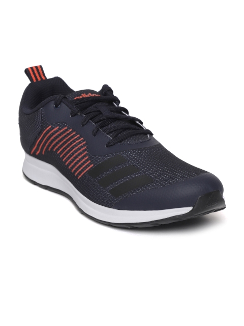 

ADIDAS Men Navy Blue & Orange Striped Puaro Running Shoes