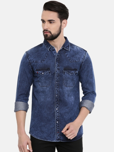 

SPYKAR Men Blue Slim Fit Faded Denim Casual Shirt