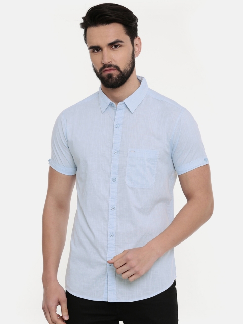 

SPYKAR Men Blue Regular Fit Solid Casual Shirt