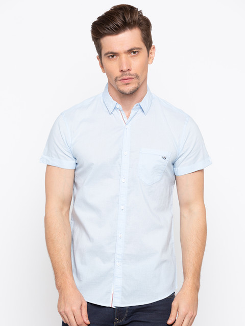 

SPYKAR Men Blue Slim Fit Solid Casual Shirt