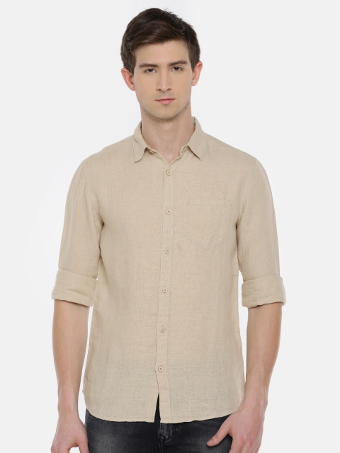 

SPYKAR Men Beige Regular Fit Solid Linen Casual Shirt