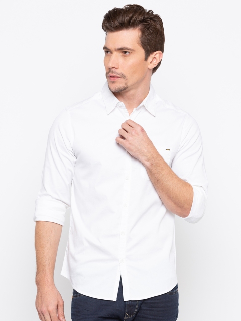 

SPYKAR Men White Solid Slim Fit Casual Shirt